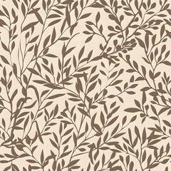 Neutral color scheme with textured watercolor-like foliage