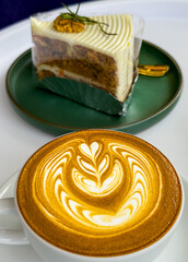 Beautifully decorated Cappuccino Coffee in old phuket town Thailand