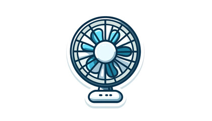 Cartoon Blue Electric Fan Isolated on White Background, PNG File