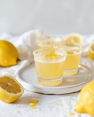 Lemon Shots with Sugared Rim on Plate