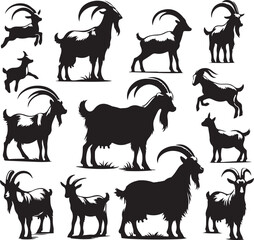 Goat Silhouette style with white background