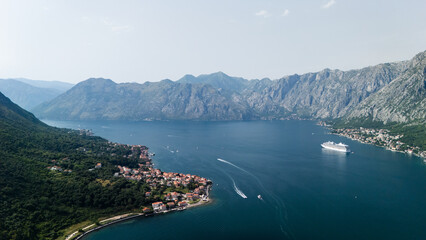 Aerial views of Kotor Bay in Montenegro 