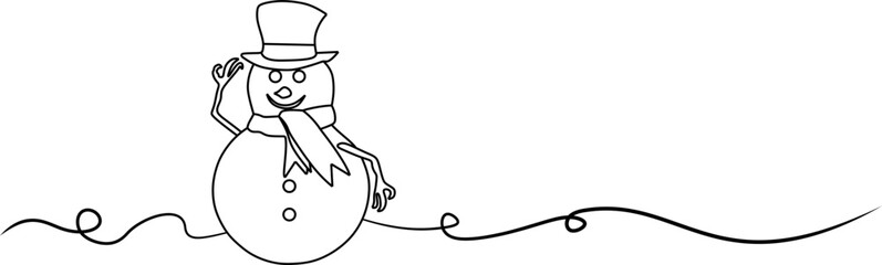 line art snowman silhouette illustration background for a christmas 