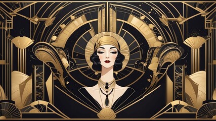 art deco glam s sophistication geometric patterns flat banner theme