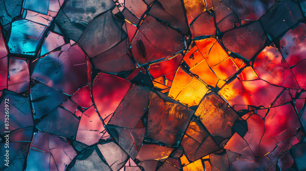 Poster vibrant crystal formation in abstract background, casting captivating light and shadow patterns