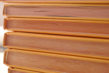 Close-up of book stack.