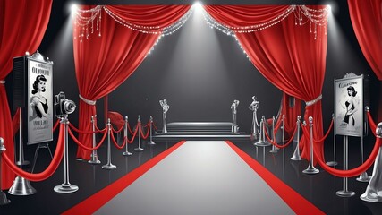 vintage hollywood glamour old hollywood movies red car flat banner theme