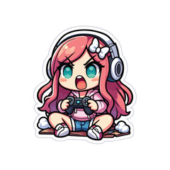 Gamer Mascot logo, Sticker design, Vector illustration