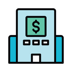 Bank building icon, vector illustration, filled style, best used for web