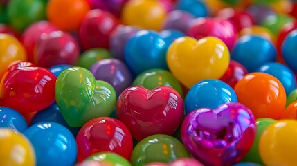 Multi colored balls with the shape of heart symbol