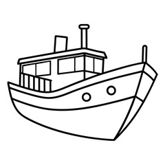 Obraz premium boat outline coloring book page line art illustration digital drawing
