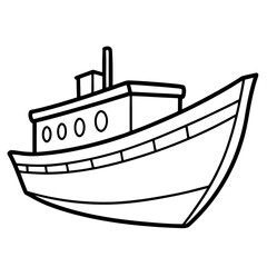 Obraz premium boat outline coloring book page line art illustration digital drawing