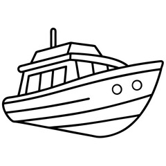 boat outline coloring book page line art illustration digital drawing