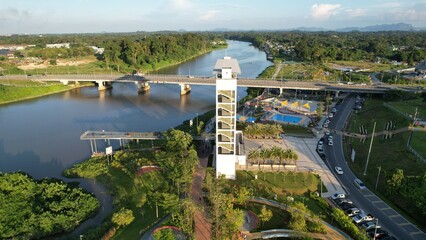 Fototapeta premium Kuching, Malaysia - July 6 2024: The Batu Kawah Riverbank Park