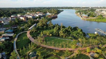 Fototapeta premium Kuching, Malaysia - July 6 2024: The Batu Kawah Riverbank Park