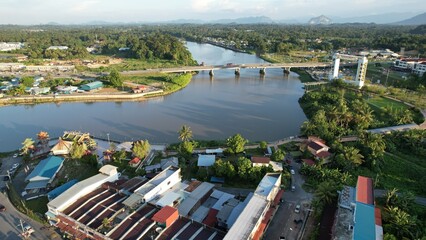 Kuching, Malaysia - July 6 2024: The Batu Kawah Riverbank Park