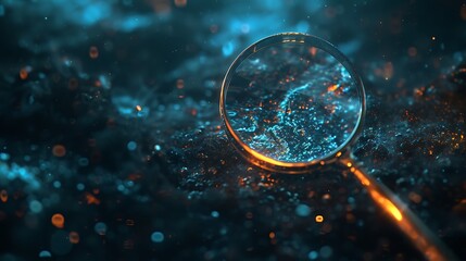 An artistic representation of a magnifying glass icon highlighting the concept of search and discovery, inviting viewers to explore the world of information, in high-definition