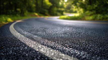 Close-up shot of a highway curve in summer 