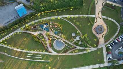 Kuching, Malaysia - July 6 2024: The Batu Kawah Riverbank Park