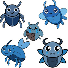 Water Beetle  flat design ,animal vector design