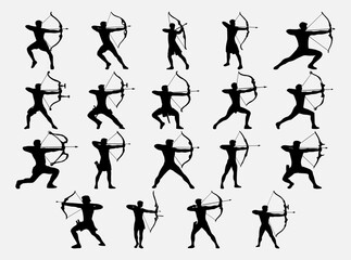 Set of illustration of archer silhouette. Archer athlete
