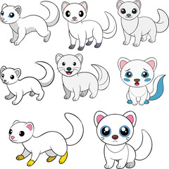  White Ferret design ,animal vector design