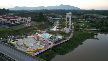Fototapeta premium Kuching, Malaysia - July 6 2024: The Batu Kawah Riverbank Park