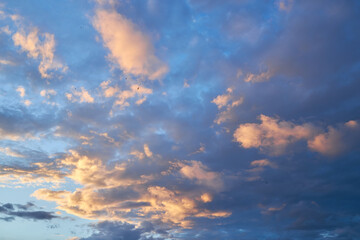 cloudy sky at sunset. Gradient color. Sky texture, abstract nature background