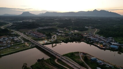 Kuching, Malaysia - July 6 2024: The Batu Kawah Riverbank Park