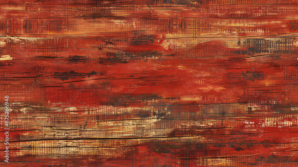 Poster ideal background with red painted wood grain displaying knots and texture