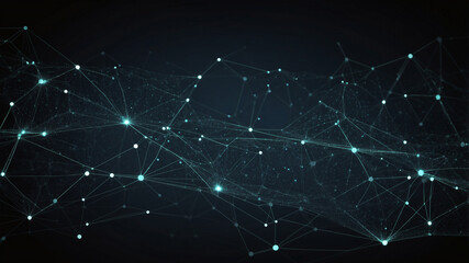 Obraz premium Abstract network of interconnected nodes and lines representing data and technology in digital space.