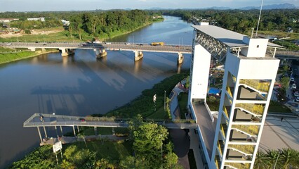 Kuching, Malaysia - July 6 2024: The Batu Kawah Riverbank Park