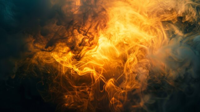 Glow-in-the-dark golden light photography with smoke background