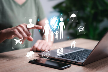 Assurance concept, Family Health care Insurance, Women clients take out the complete insurance with...