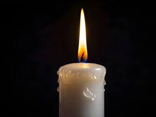 burning candle portrait with dark background
