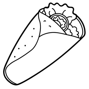 recommend clip art: burrito outline coloring book page line art illustration digital drawing