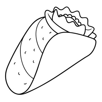 recommend clip art: burrito outline coloring book page line art illustration digital drawing