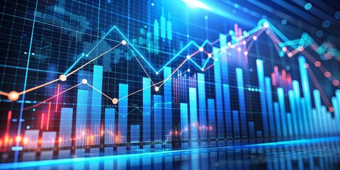 Fototapeta premium Abstract Blue and Red Financial Data Chart Background