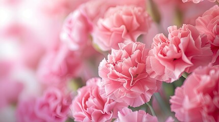 Fototapeta premium Macro shot of pink carnations 