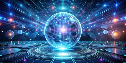Fototapeta premium Futuristic Abstract Globe with Digital Network - 3D Render, Sci-Fi, Technology, Cyber, Data