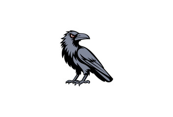 Vector illustration of cartoon crow isolated on white background
