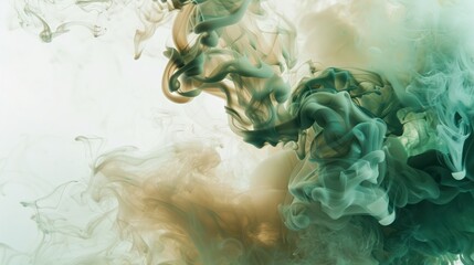 A beige and dark green smoke burst, blending naturally on a white background, evoking an earthy and soothing vibe.