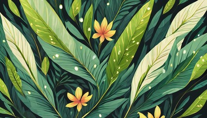 Pattern with leaves. Bright colorful background