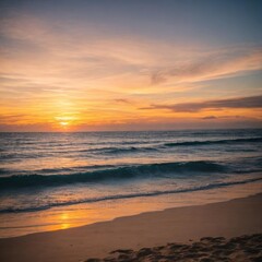 Fototapeta premium Artificial Intelligence (AI) image of sunset on the beach.