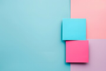 Blue And Pink Sticky Notes On A Pastel Background. Generative AI