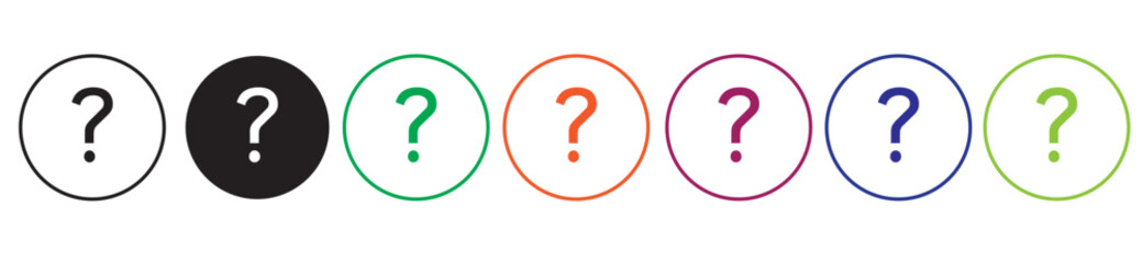 Question mark sign icon set. Vector illustration.
