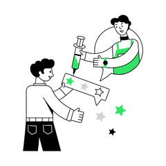 Check line style mini illustration of doctor feedback 

