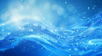 Abstract blue wave background with dots and lines for design.