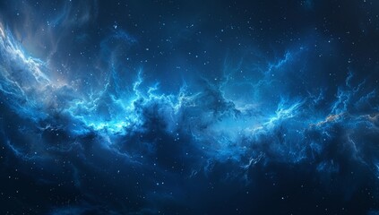Fototapeta premium A dark blue background with stars and nebulae depicting the night sky and outer space.