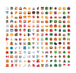 Pixel art style icons set, various vector illustrations, design applications, 8-bit, mobile app, game assets. Isolated retro pixel art vector illustrations set. 